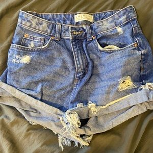 High waisted jean shorts